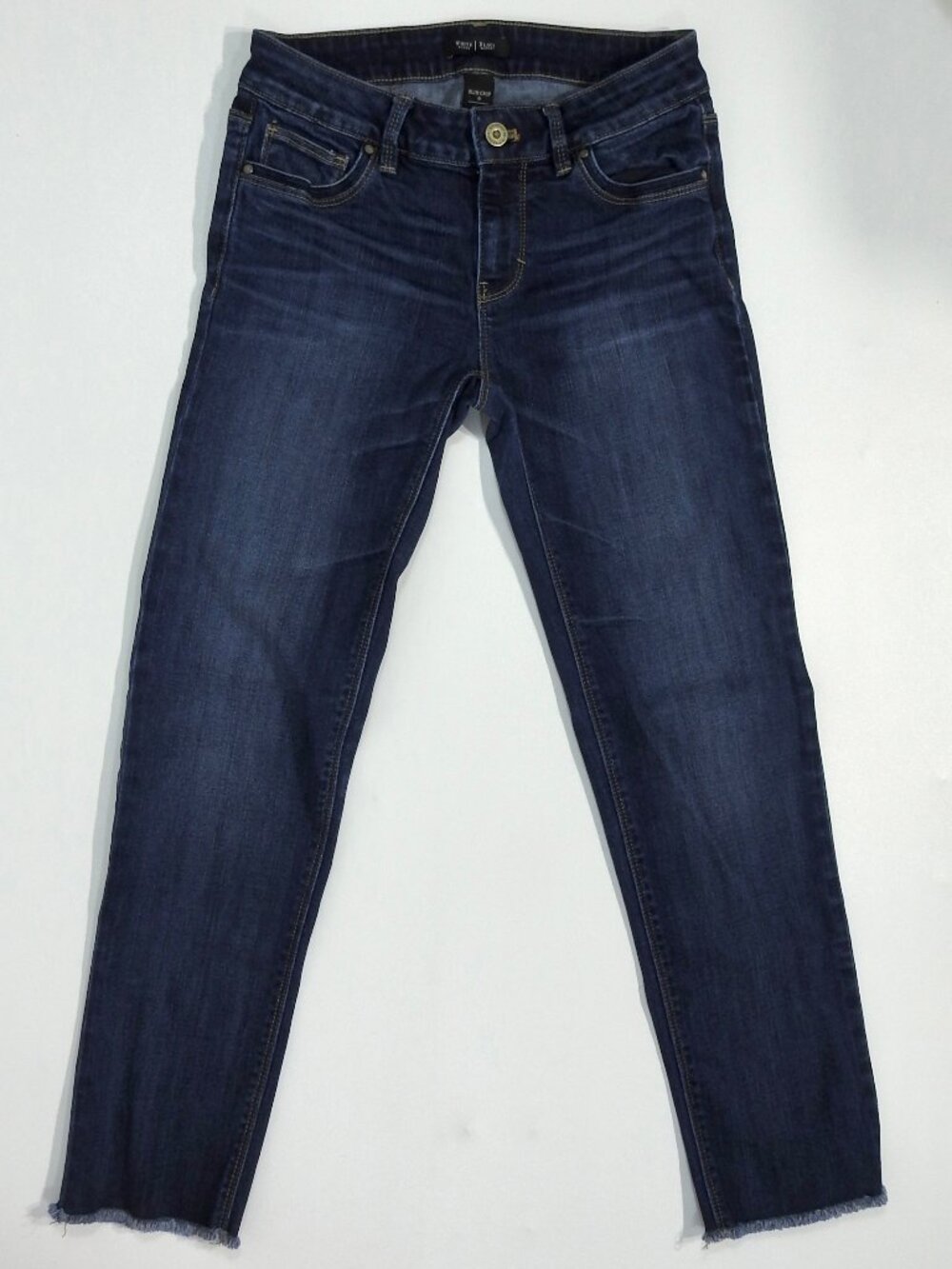 WHBM Sz 0 Slim Crop Jeans Womens Denim Raw Hem